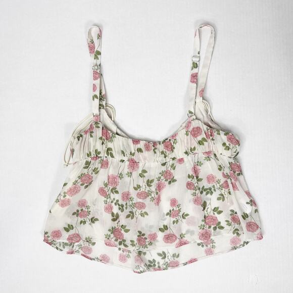 For Love‎ and Lemons Biscotti Rose Print Cropped Cami Top - Picture 3 of 6